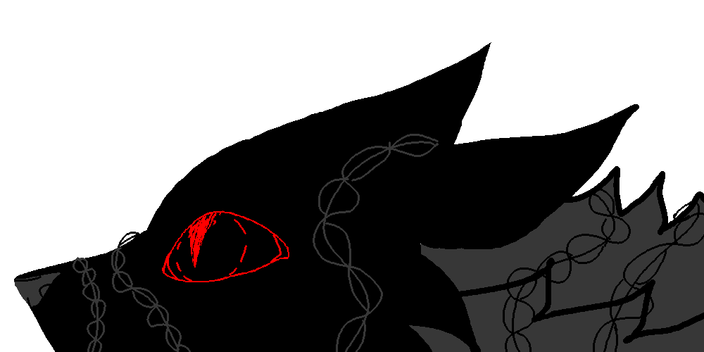 Fenrir, bound, looking up at the sun.